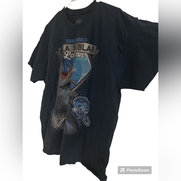 Jurassic World Blue Graphic T-Shirt Isla Nublar Lagoon Universal Studios XL GUC - Picture 4 of 17